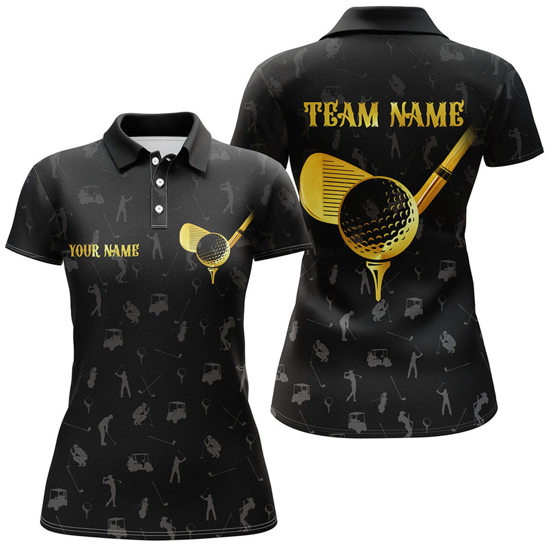 Custom Black Golf Camo Womens Golf Polo Shirts Custom Golf Tees For Women, Unique Golf Gifts | Yellow