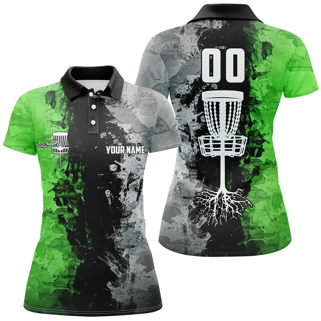 Custom Custom Name And Number Disc Golf Basket Women Polo Shirts, Ladies Disc Golf Shirts