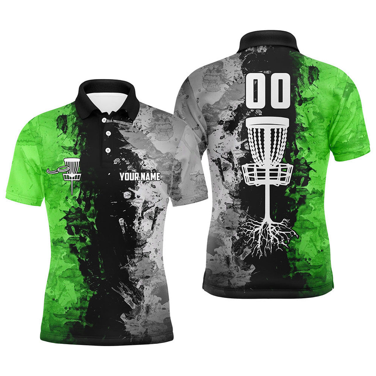 FUNSTUFFPRINT Custom name and number Disc Golf basket Men Polo Shirt Size S-5XL