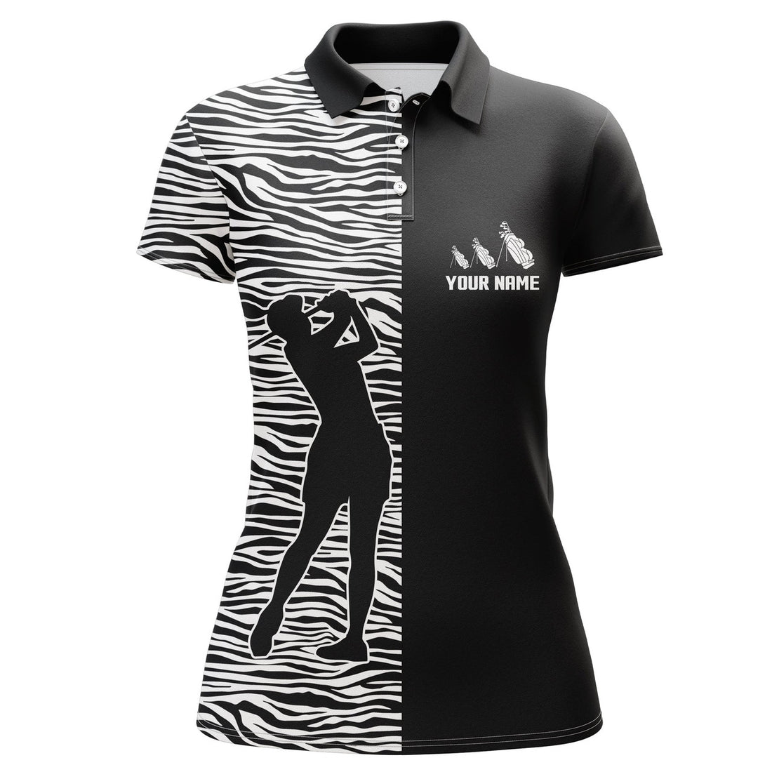 Custom Womens Golf Polo Shirt Black And White Womens Golf Shirt Custom Name Gifts For Golf Lovers