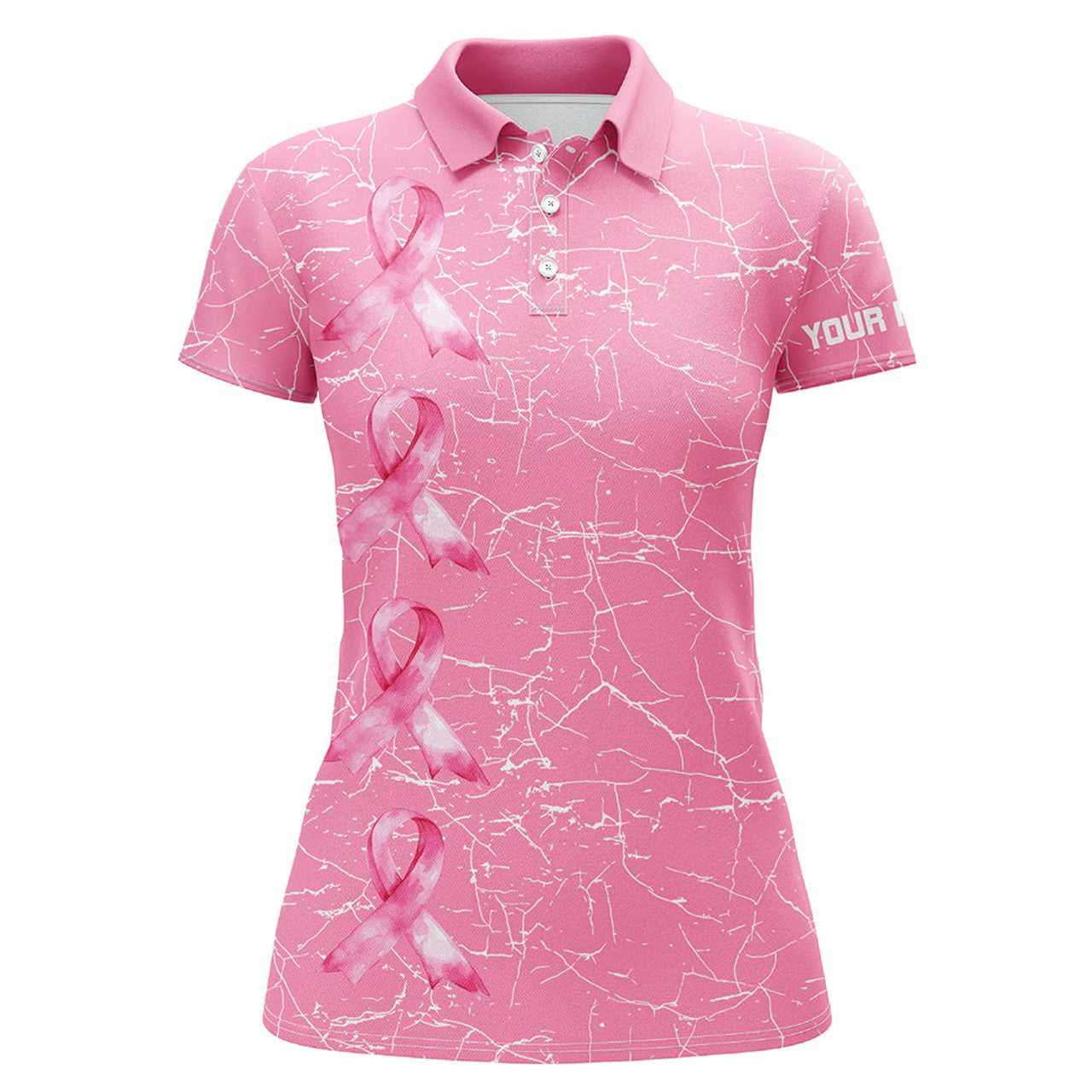 Custom Breast Cancer Awareness Golf Shirts Custom Women Golf Polo Shirt, Pink Ribbon Golf Shirts