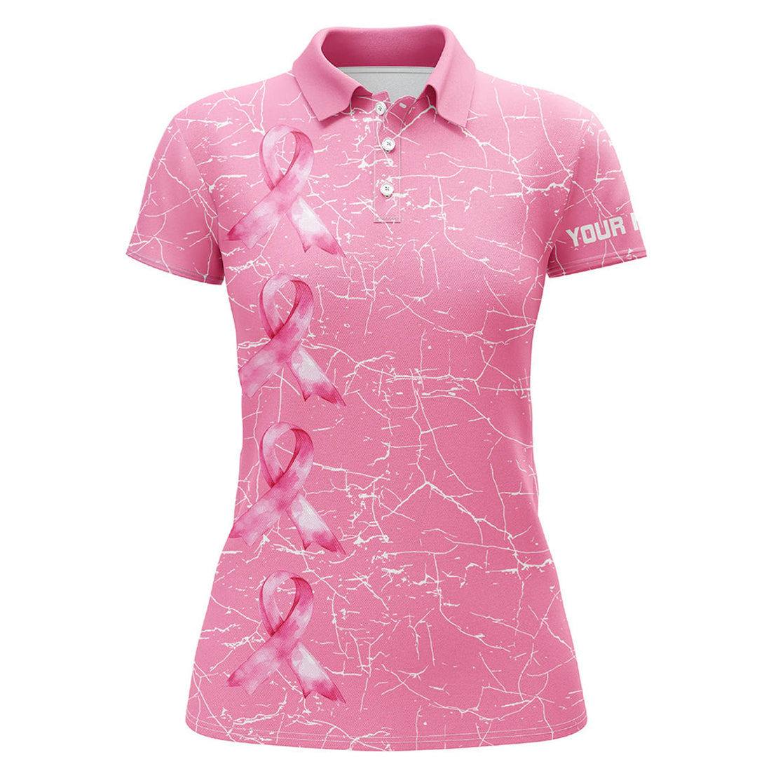Custom Breast Cancer Awareness Golf Shirts Custom Women Golf Polo Shirt, Pink Ribbon Golf Shirts