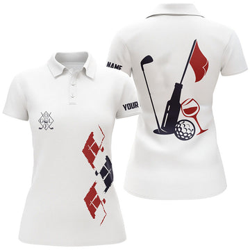 Custom Funny Womens Golf Polo Shirt Custom Vintage Golf And Wine Golf Clubs Team Polo Shirts