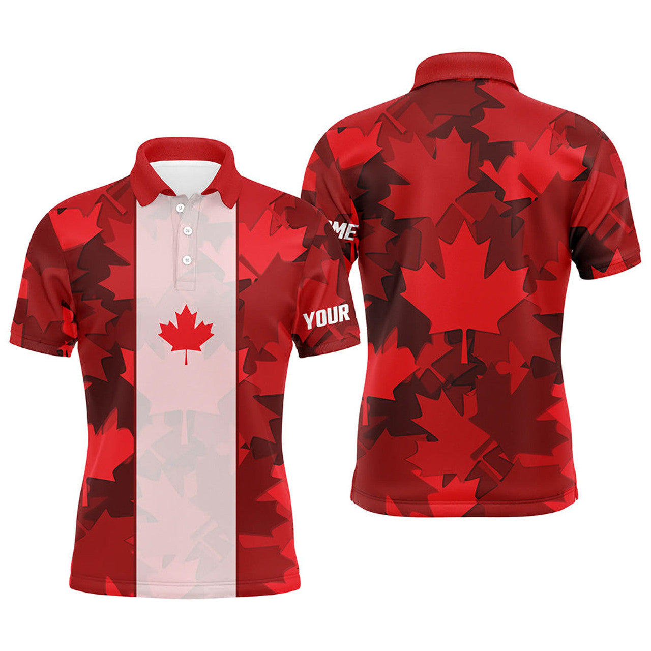 FUNSTUFFPRINT Canadian flag Mens golf polo shirt custom red Maple leaves pattern patriotic golf shirt for men Polo Shirt Size S-5XL