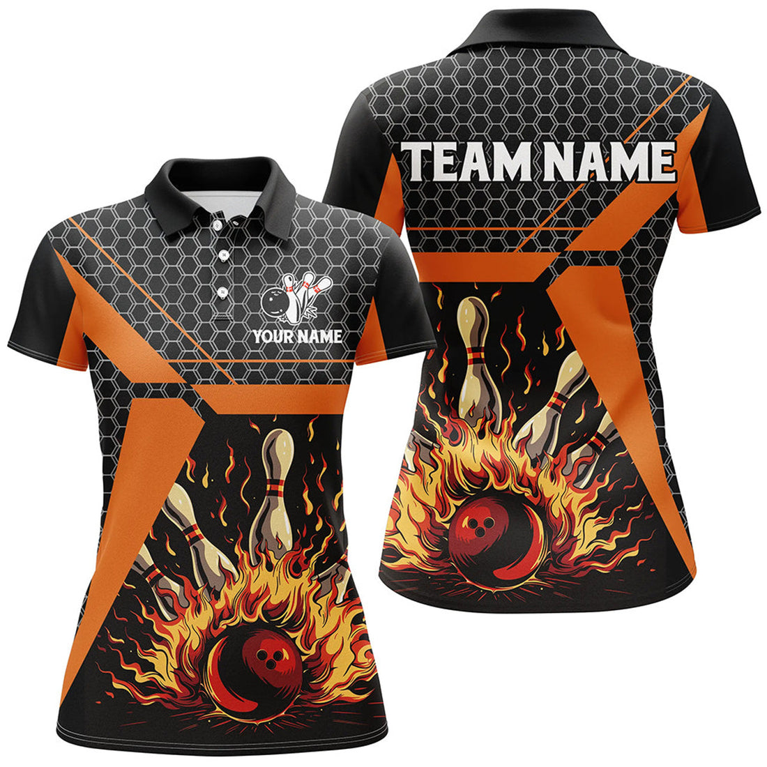 Custom Flame Bowling Polo For Women Custom Team Bowling Jerseys, Bowling Gifts