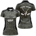 Custom Women Golf Polo Shirts Custom Green Camo Golf Tops For Ladies, Golf Clubs Team Golf Jerseys