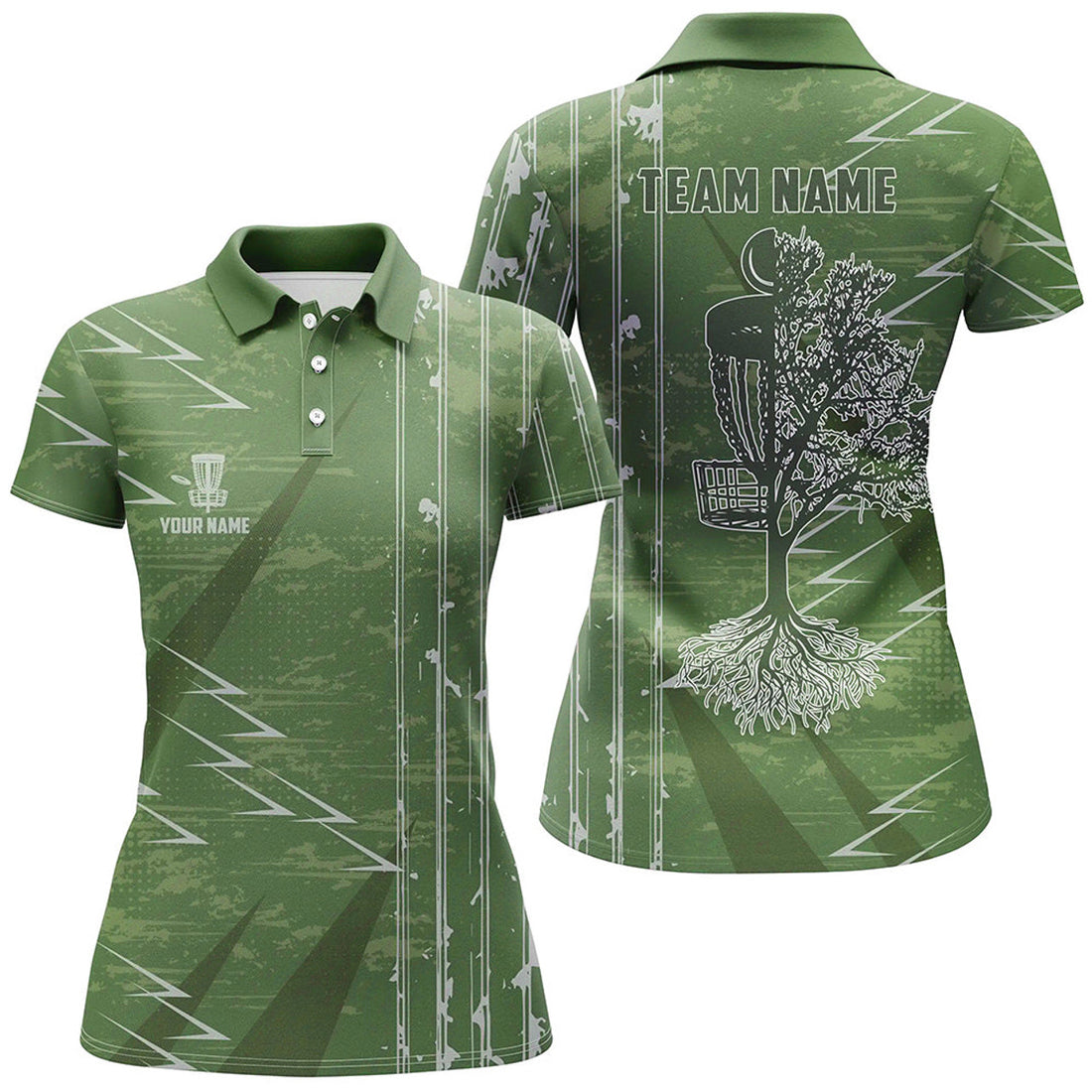 Custom Womens Disc Golf Polo Shirts Custom Green Vintage Team Disc Golf Jersey, Disc Golf Outfit