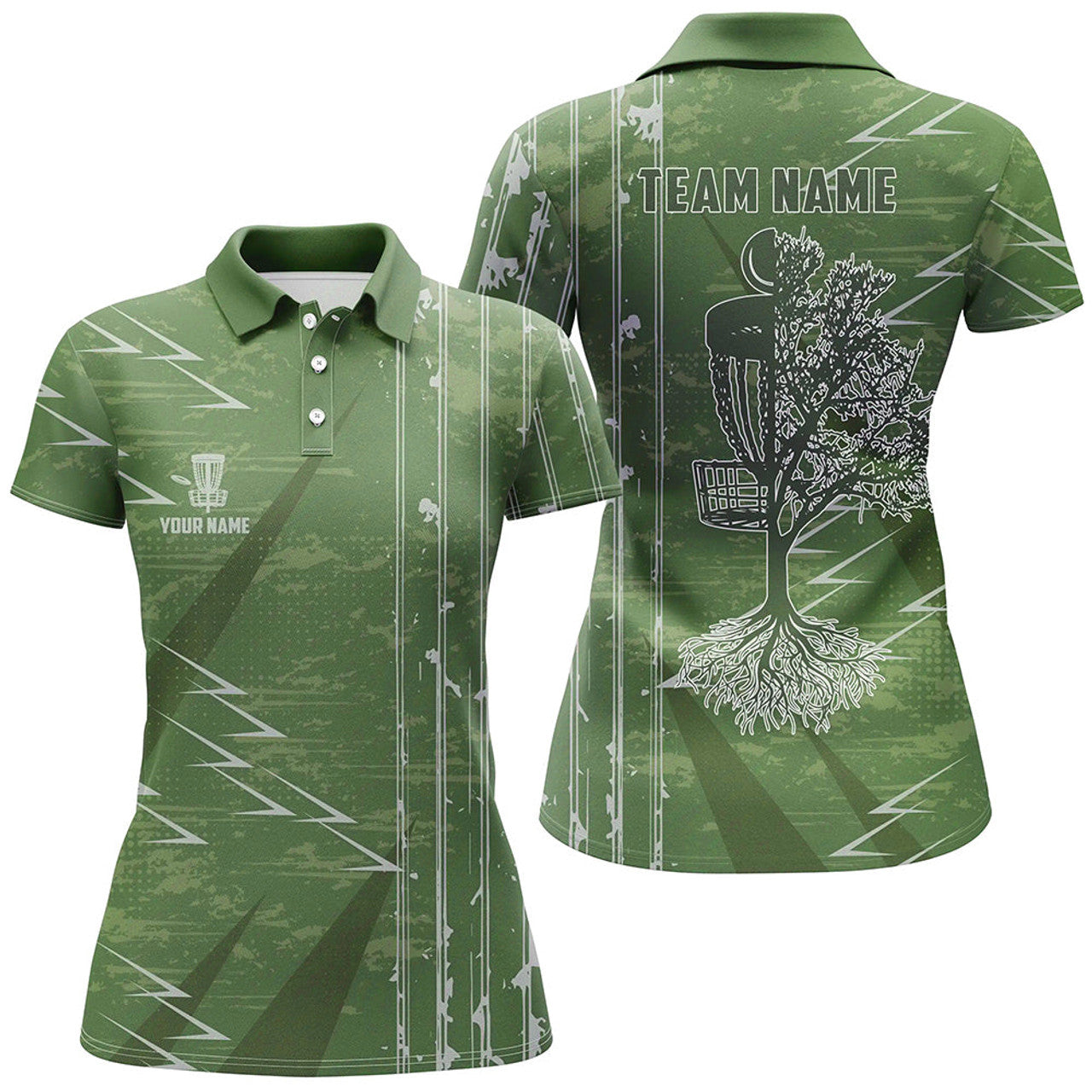Custom Womens Disc Golf Polo Shirts Custom Green Vintage Team Disc Golf Jersey, Disc Golf Outfit