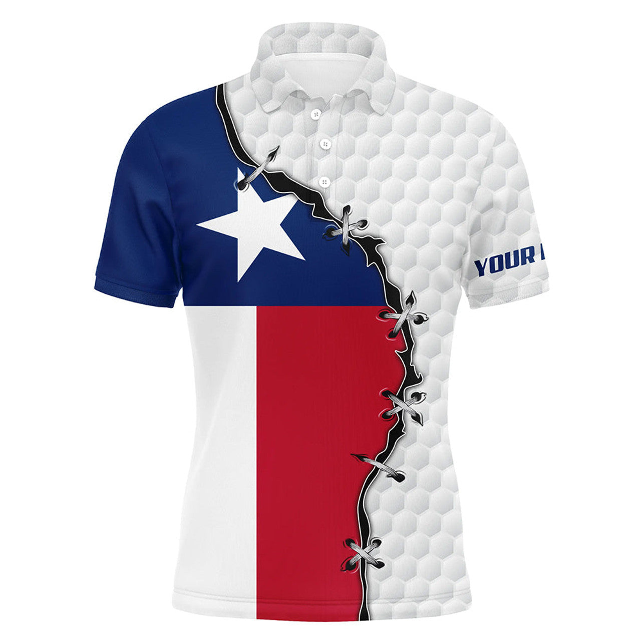 FUNSTUFFPRINT Mens golf polo shirts Texas flag white golf ball skin pattern custom patriot team golf Polo Shirt Size S-5XL