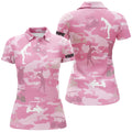 Custom Pink Camo Womens Golf Polos Shirts Custom Name Pink Golf Shirts For Women, Golfing Gifts