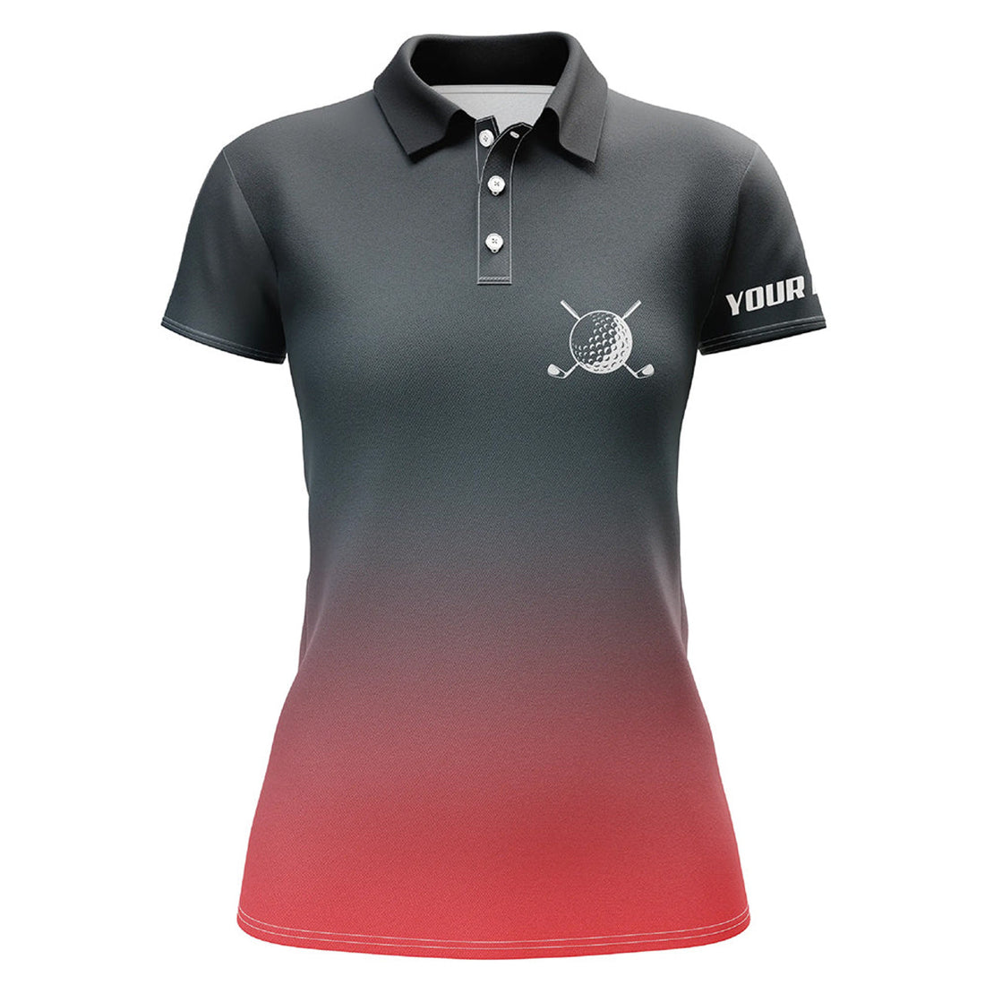 Custom Black And Red Gradient Womens Golf Polo Shirts Custom Womens Golf Clothes, Golf Gifts For Women