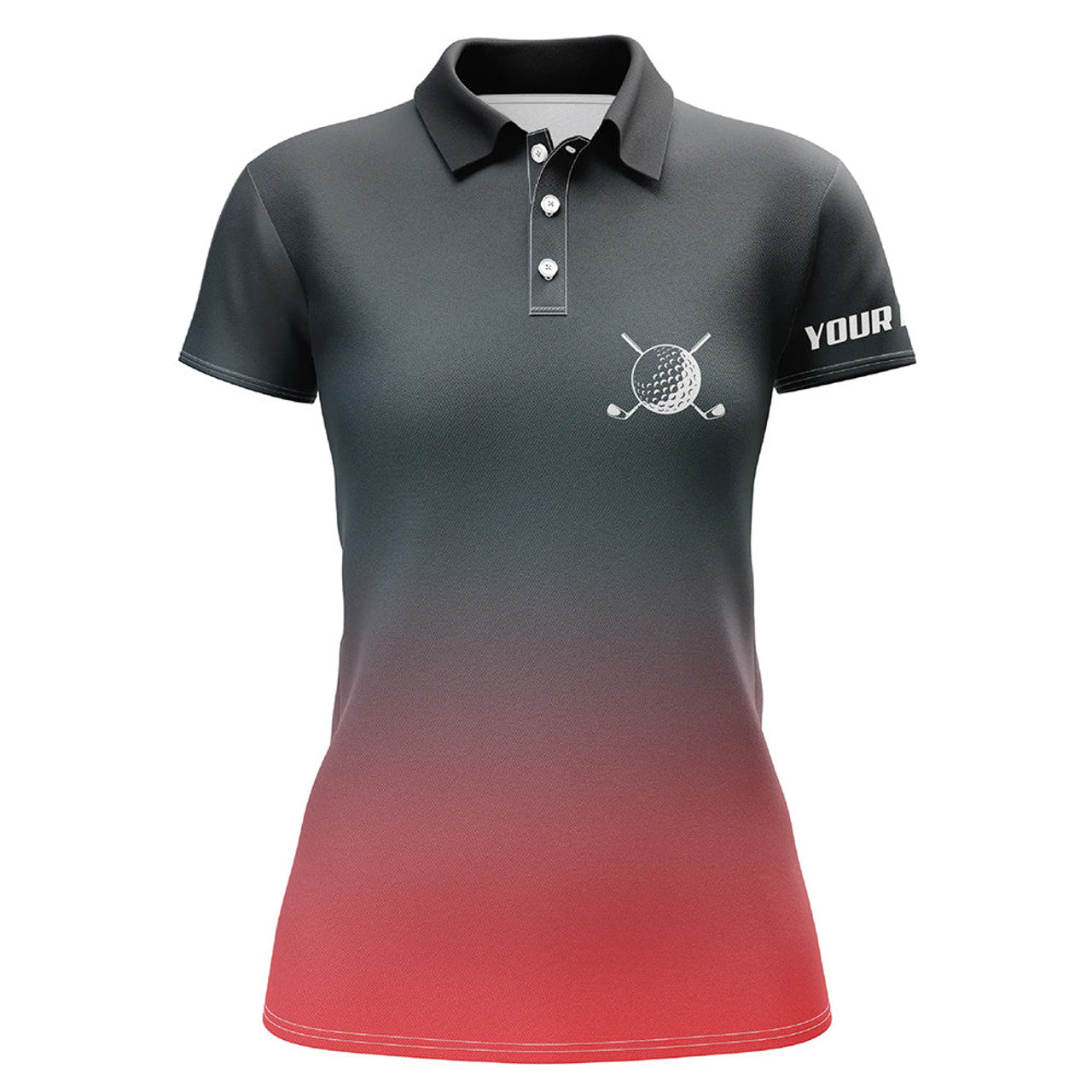 Custom Black And Red Gradient Womens Golf Polo Shirts Custom Womens Golf Clothes, Golf Gifts For Women
