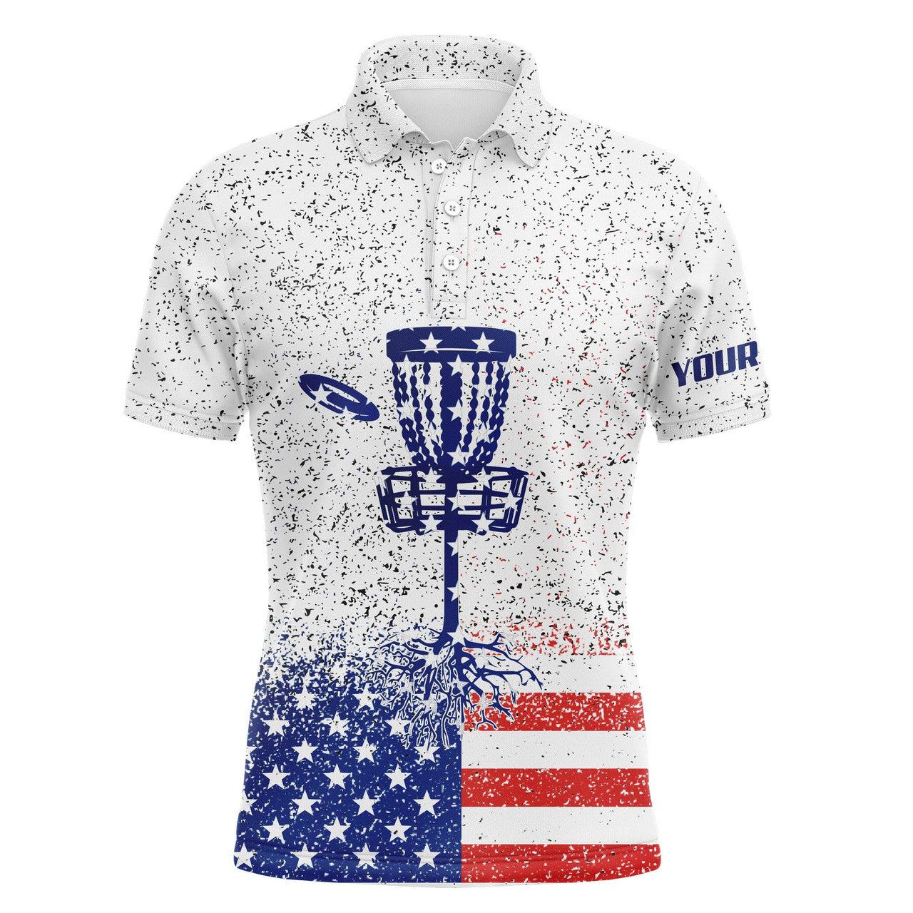 FUNSTUFFPRINT American flag disc golf Men polo shirts custom name patriotic golf Polo Shirt Size S-5XL