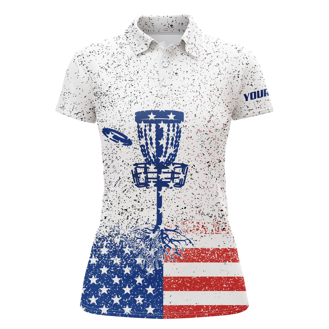 Custom American Flag Disc Golf Women Polo Shirts Custom Name Patriotic Golf Polo Shirts For Women