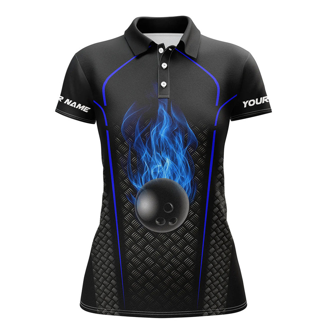 Custom Bowling Shirt For women custom short sleeve polo Bowling Jersey 3D Bowling Team Shirt For women | Blue