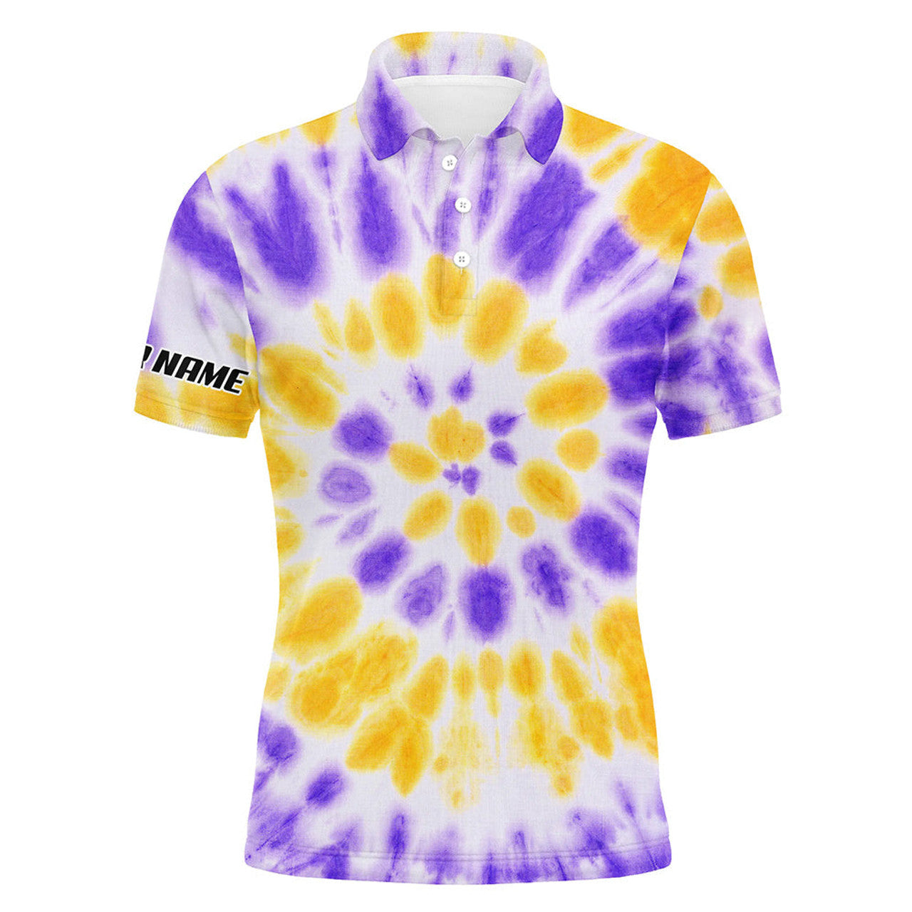 FUNSTUFFPRINT Mens golf polo shirts purple yellow tie dye pattern custom pattern golf shirt Polo Shirt Size S-5XL