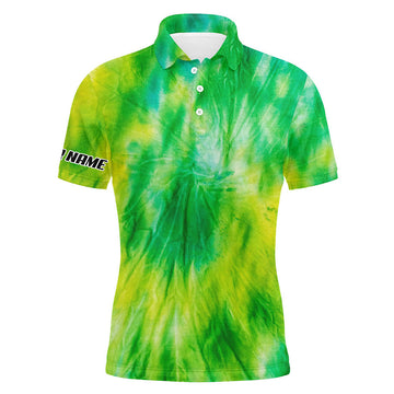 FUNSTUFFPRINT Mens golf polo shirts yellow green tie dye pattern custom pattern golf shirt for men, golf tops mens Polo Shirt Size S-5XL