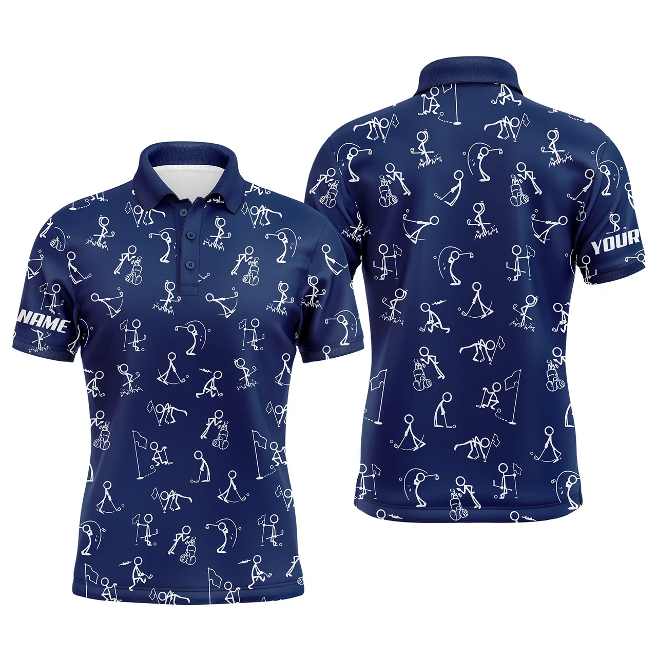 Custom Golf Men Polo Shirt - Funny Golf Pattern Custom Name Multicolor Apparel - Personalized Gift For Golf Lover, Team, Husband, Boyfriend, Dad