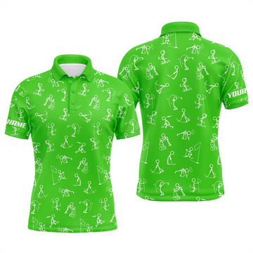 Custom Men golf polo shirts custom name funny golf pattern green polo shirt best mens golf wear