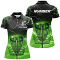 Custom Green Light Lightning Thunder Disc Golf Basket Womens Disc Golf Polo Shirt Custom Ladies Disc Golf Top