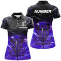 Custom Purple Light Lightning Thunder Disc Golf Basket Womens Disc Golf Polo Shirt Custom Disc Golf Tops