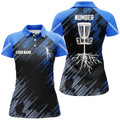 Custom Blue Disc Golf Basket Camo Custom Name & Number Womens Polo Shirts, Ladies Disc Golf Outfit