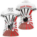 Custom Retro Bowling Ball And Pins Custom Women Bowling Polo, Team Bowling Jerseys | Red