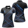 Custom Black And Blue Womens Golf Polo Shirts Custom Golf Apparel For Women, Personalized Ladies Golf Gifts
