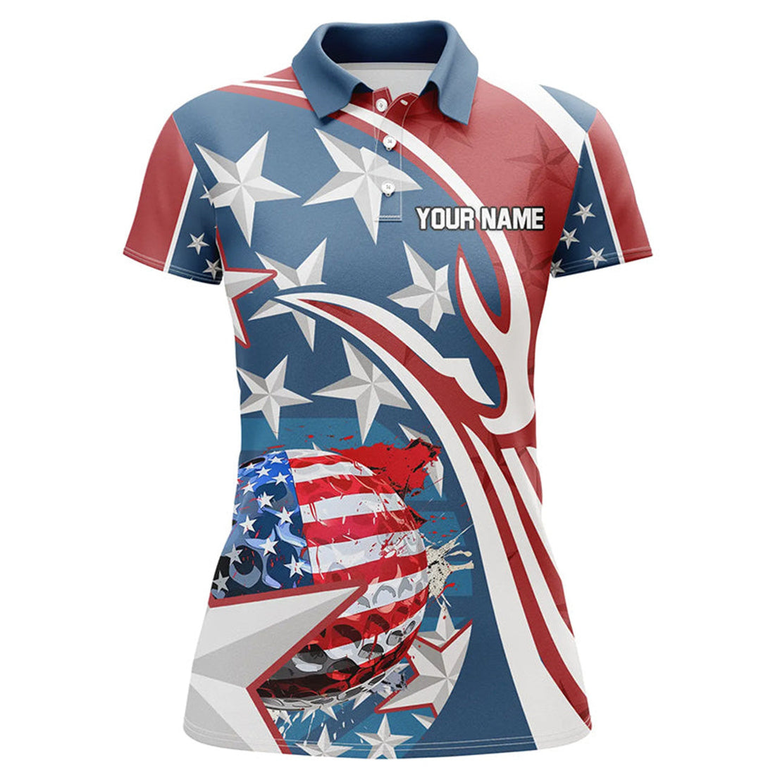 Custom American Flag Womens golf polo shirts Custom patriotic golf outfits women, personalized golf gifts