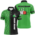 Custom Mens Polo Bowling Shirts Custom Black And Green Camo Vintage Bowling Shirts, Men Bowling Jerseys