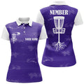 Custom Purple And White Womens Disc Golf Polo Shirt Custom Disc Golf Basket, Personalized Disc Golf Gifts