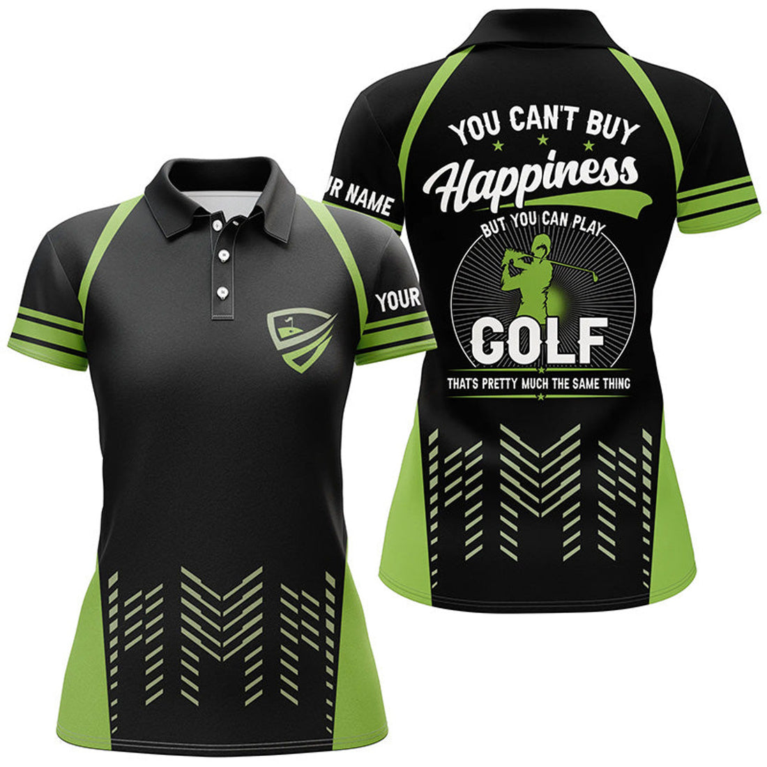Custom Green Black Womens Golf Polo Shirts Custom You Can't Buy Happiness But You Can Play Golf, Golf Outfits