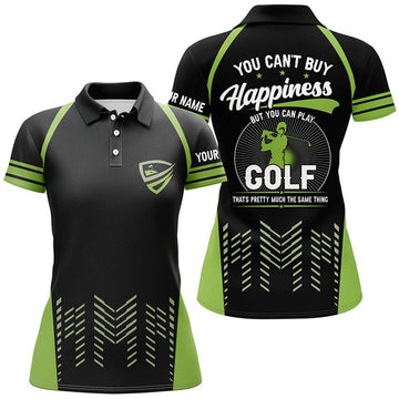Custom Green Black Womens Golf Polo Shirts Custom You Can't Buy Happiness But You Can Play Golf, Golf Outfits