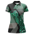 Custom Black And Green Pattern Women Golf Polo Shirts Custom Golf Attire For Ladies, Unique Golf Gifts