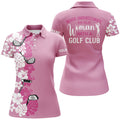 Custom Women Golf Polo Shirt Custom Pink Tropical Golf Club Never Underestimate An Old Woman With A Golf Club