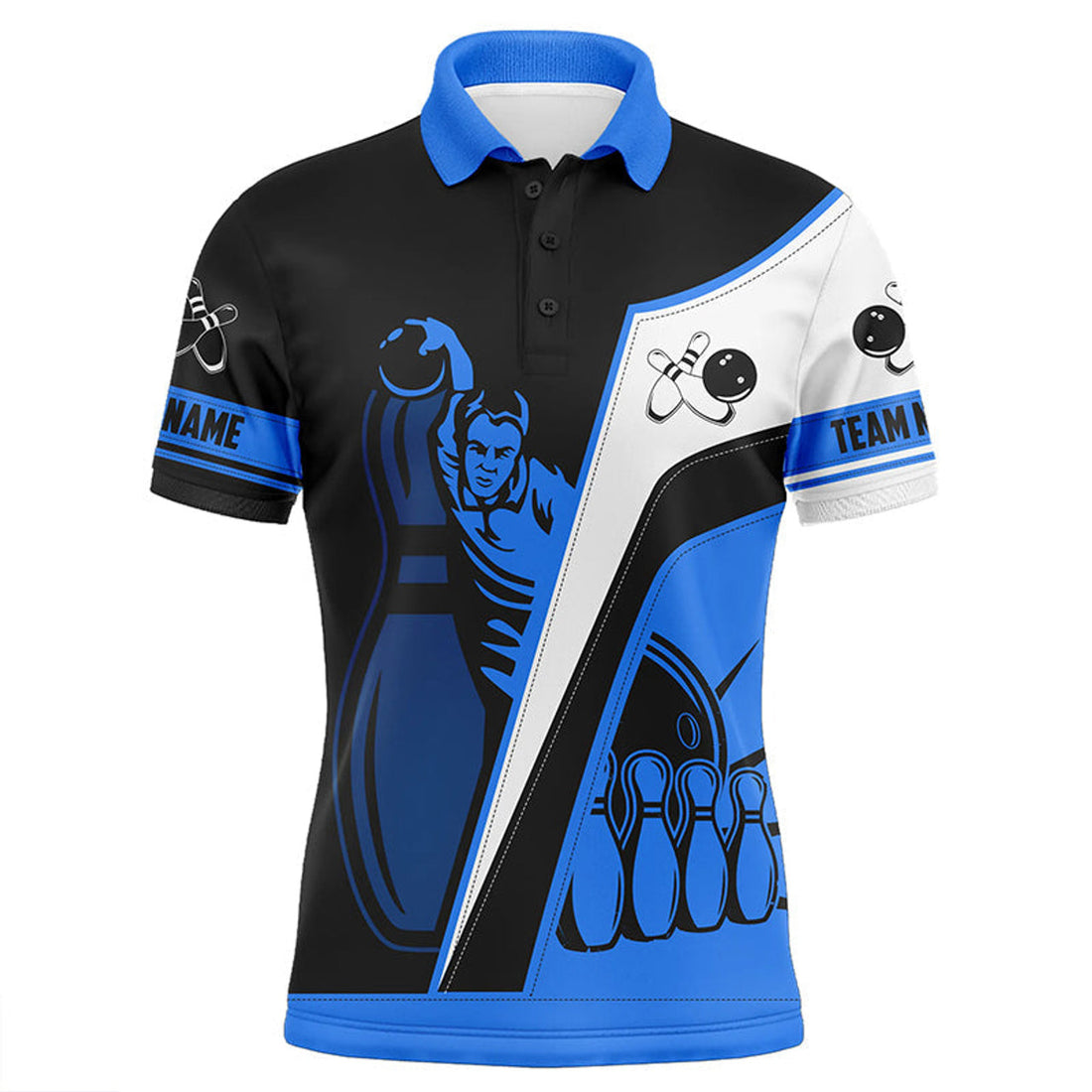 FUNSTUFFPRINT Custom Mens Polo Bowling Shirts, Personalized Men'S Bowling Jerseys, Bowling Team Jerseys Multicolor Polo Shirt Size S-5XL