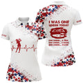 Custom Womens Golf Polo Shirt Custom Red White And Blue Stars Pattern I Was One Under Today Tree, Bush, Water