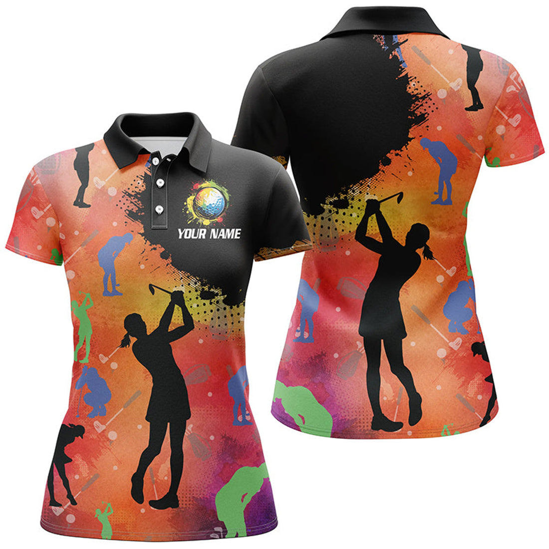 Custom Colorful Womens Golf Polo Shirts Custom Golf Outfits For Ladies, Personalized Golf Gifts
