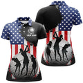 Custom American Flag Womens Golf Polo Shirts Custom Patriotic Golf Outfits For Ladies, Gifts For Golf Lovers