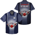 Custom I'M Going On Strike Bowling Custom Hawaiian Shirt, Personalized Button Up Bowling Shirts Blue