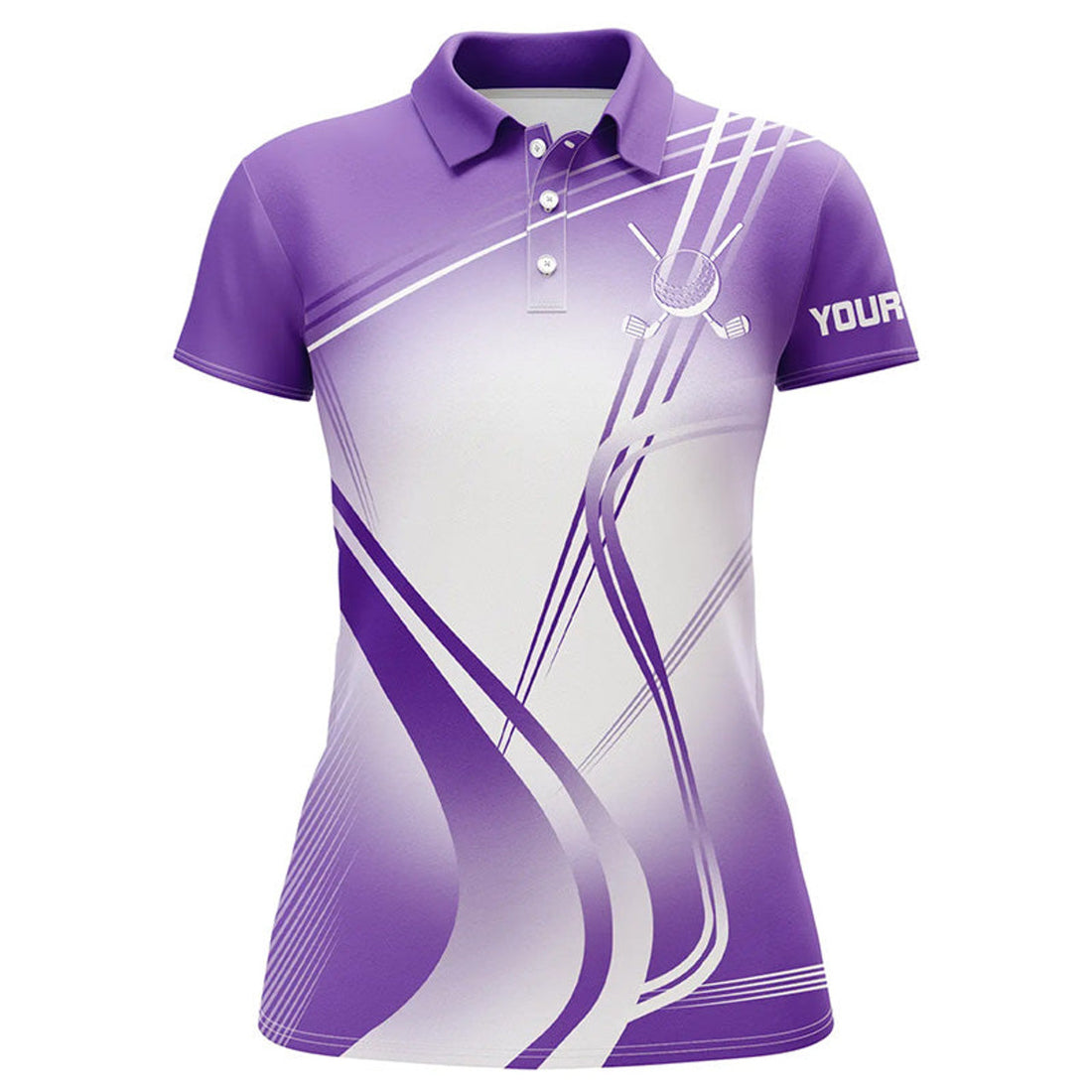 Custom Purple White Womens Golf Polo Shirts Custom Name Golf Shirts For Women Personalized Golf Gifts