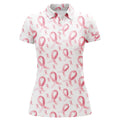 Custom Pink Ribbons Breast Cancer Awareness Pattern Women Golf Polo Shirts Custom Golf Apparel For Women