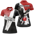 Custom Black And Red Eagle Strike Women Bowling Polo Custom Team Bowling League Jerseys