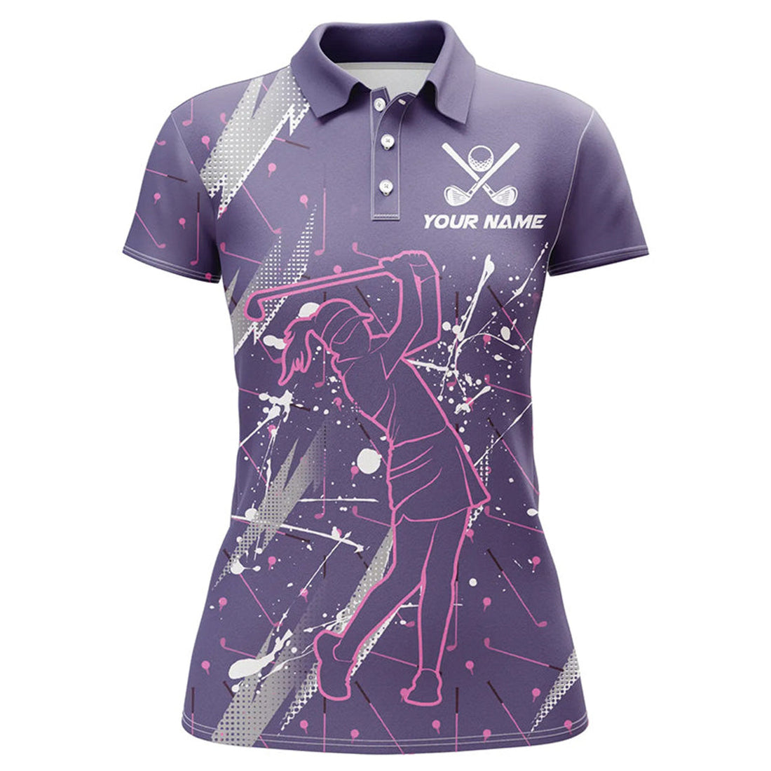 Custom Women Golf Polo Shirt Custom Purple Camo Cool Golf Shirts For Women, Golf Gifts For Ladies