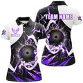 Custom Purple Lightning thunder bowling Team league jerseys custom Womens Bowling Polo