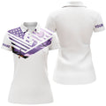 Custom Womens Golf Polo Shirt Purple American Flag Custom Halloween White Golf Shirt
