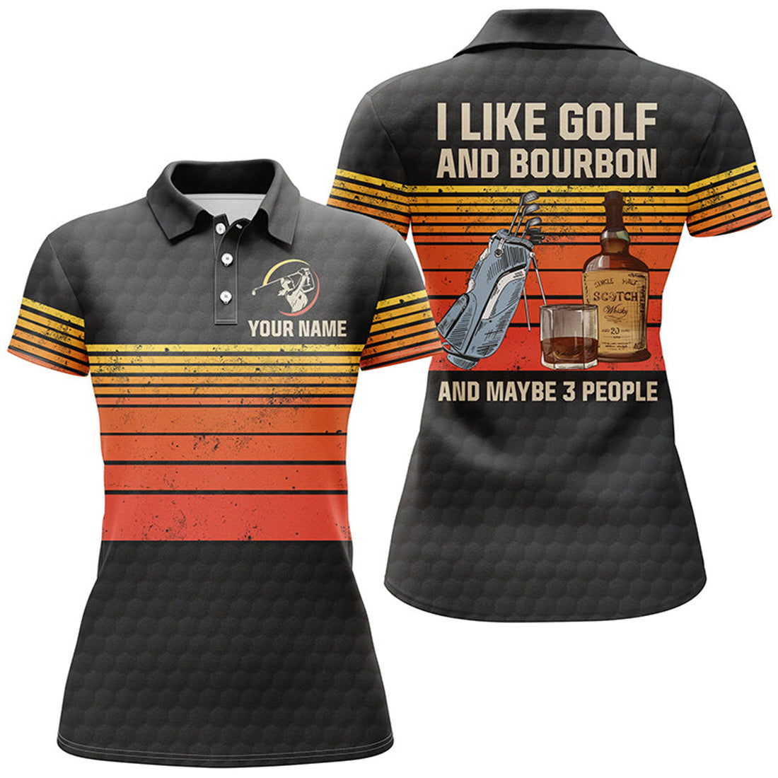 Custom Women Golf Polo Shirts Custom I Like Golf And Bourbon And Maybe 3 People Vintage Golf Outfit Ladies