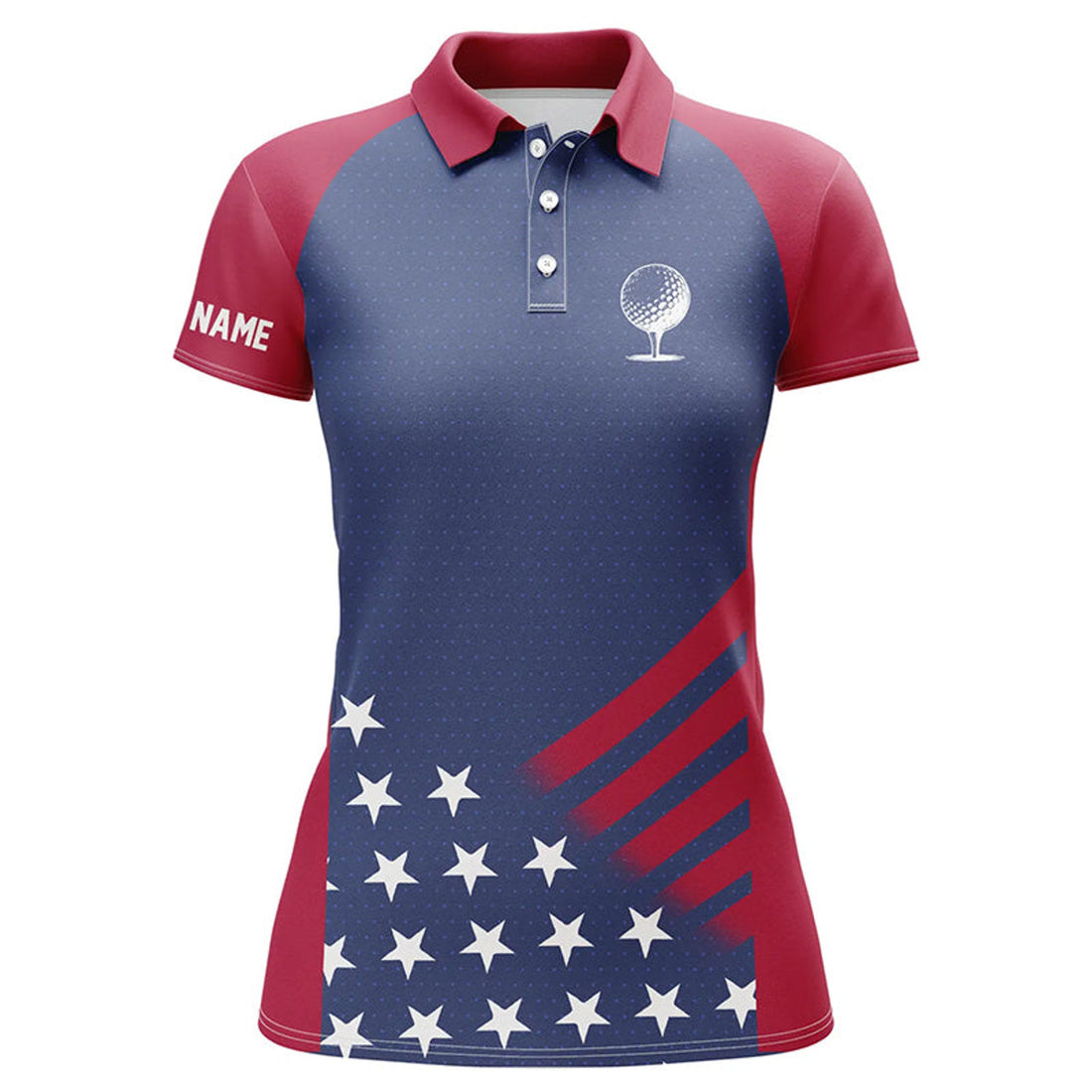 Custom Red, White And Blue American Flag Women Golf Polo Shirts Custom Patriotic Team Ladies Golf Tops