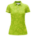 Custom Lime Green Easter Eggs Pattern Golf Shirt Custom Name Womens Golf Polo Shirt, Personalized Golf Gifts