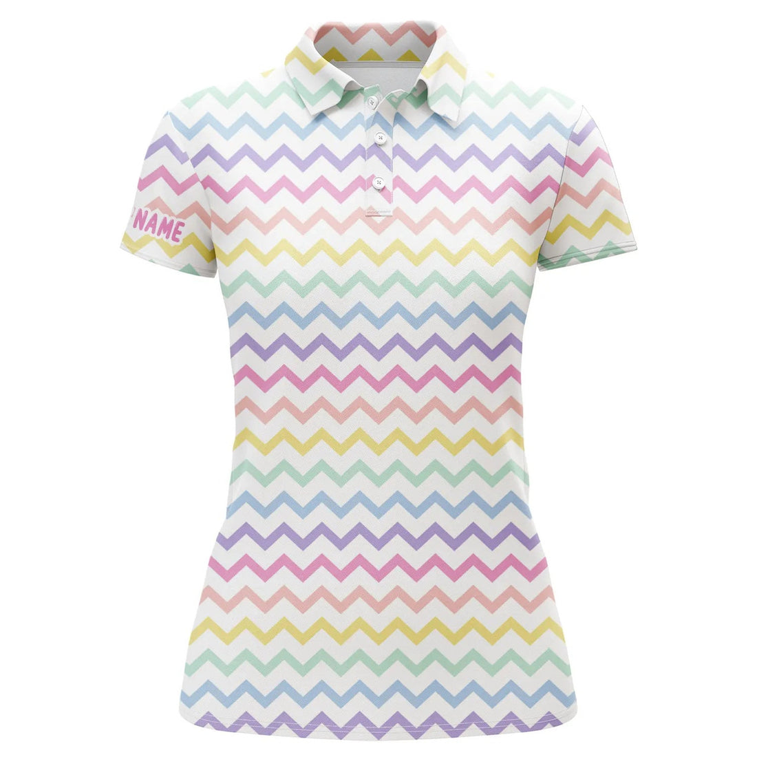 Custom Rainbow Colors Pattern Golf Shirts Custom Name Womens Golf Polo Shirts, Ladies Golf Polo Tops